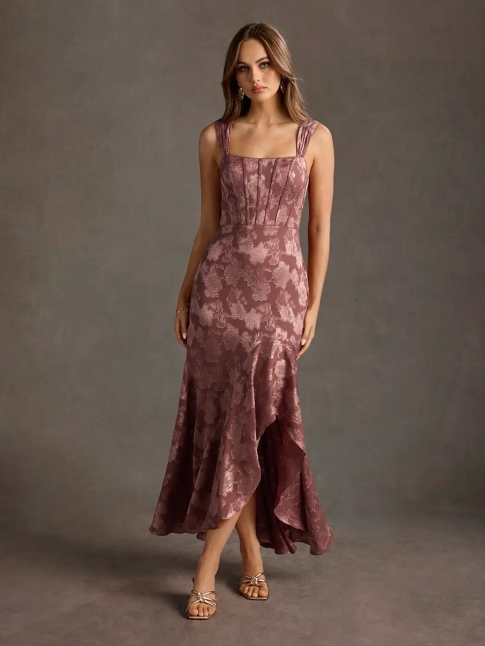 Azazie Saskia Vintage Rose Maxi Dress